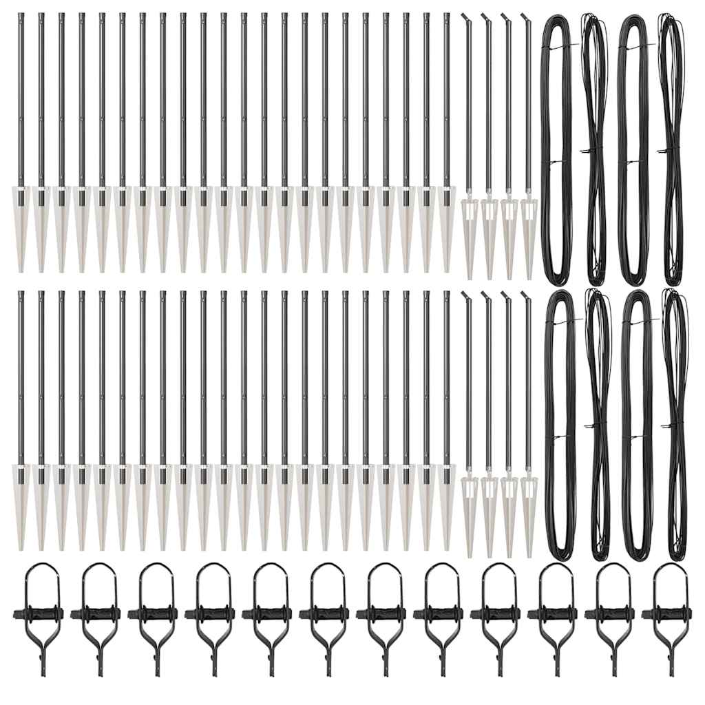 vidaXL Ground Spike Fence Post 52 pcs Grey Powder-Coated Steel 4