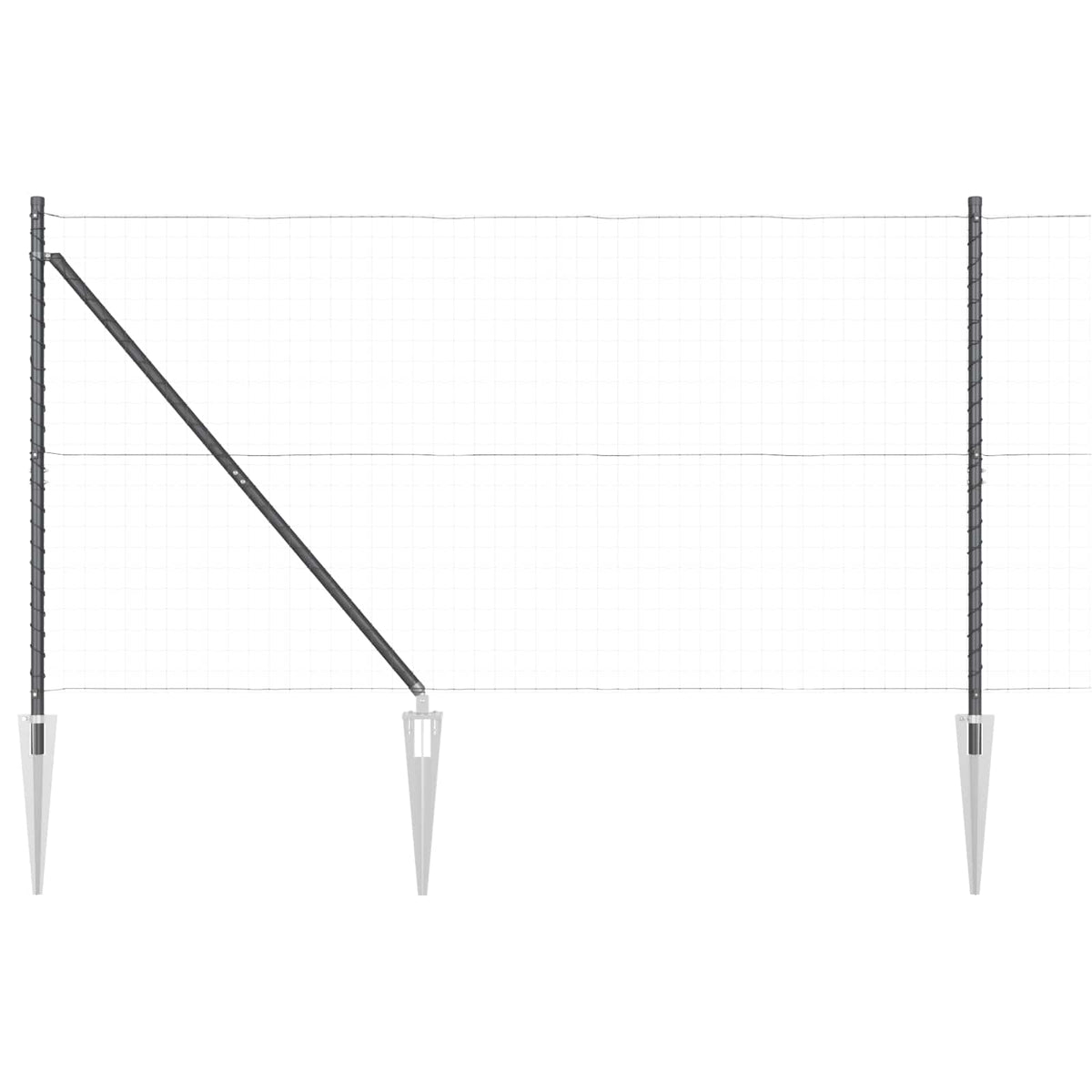 vidaXL Ground Spike Fence Post 52 pcs Grey Powder-Coated Steel 2