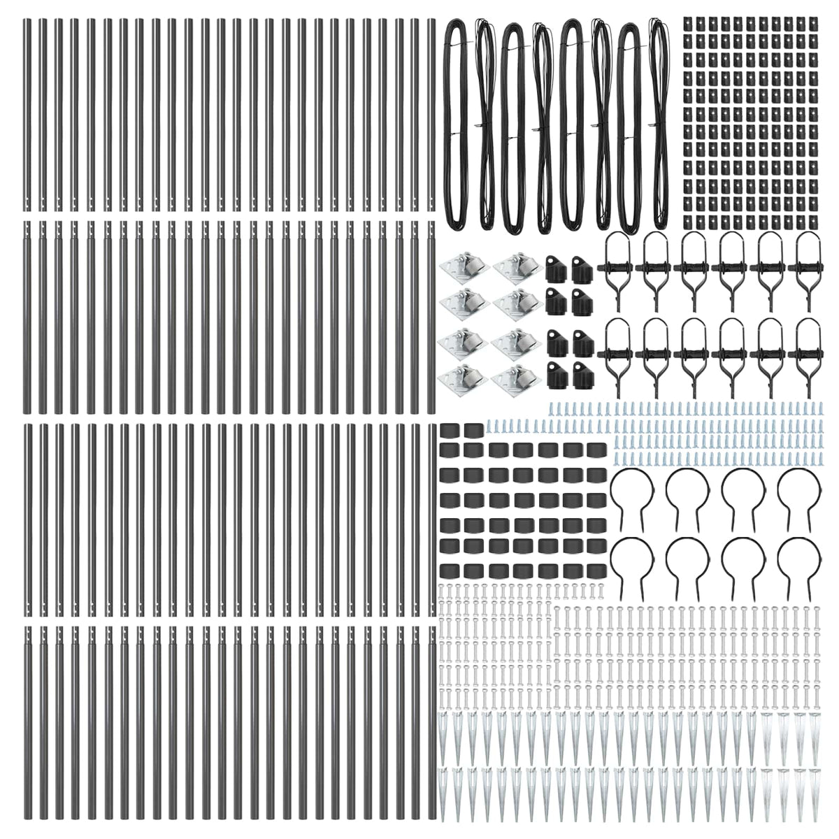vidaXL Ground Spike Fence Post 52 pcs Grey Powder-Coated Steel 5
