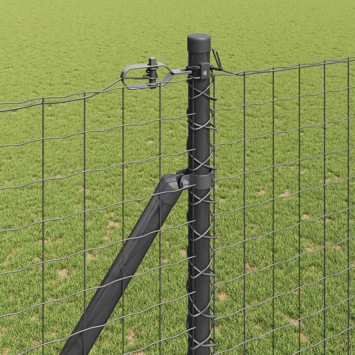Ground Spike Fence Post 52 pcs 60 cm Powder-Coated Steel Grey 52x spike post 155 cm