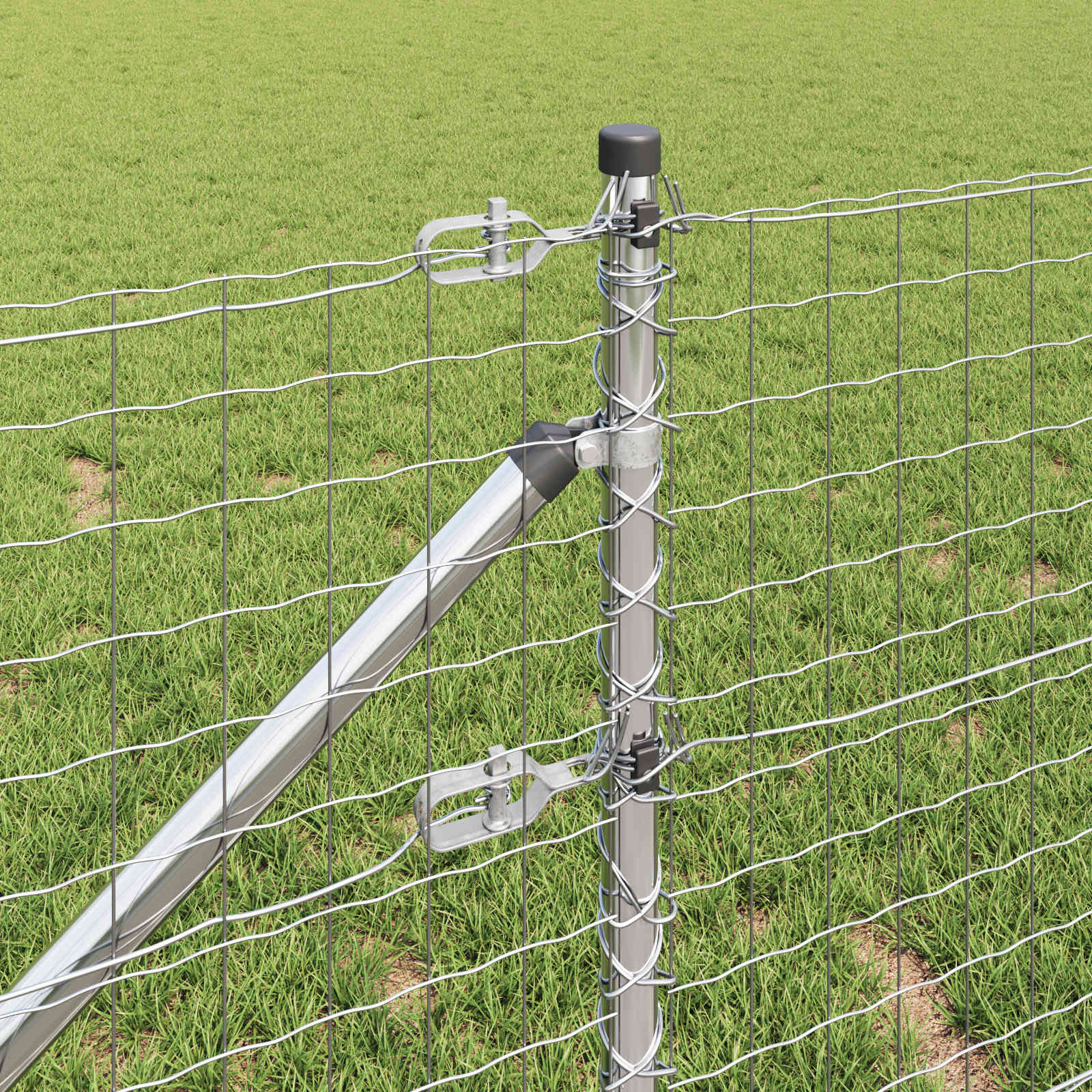 vidaXL Ground Spike Fence Post 52 pcs Silver Powder-Coated Steel 3