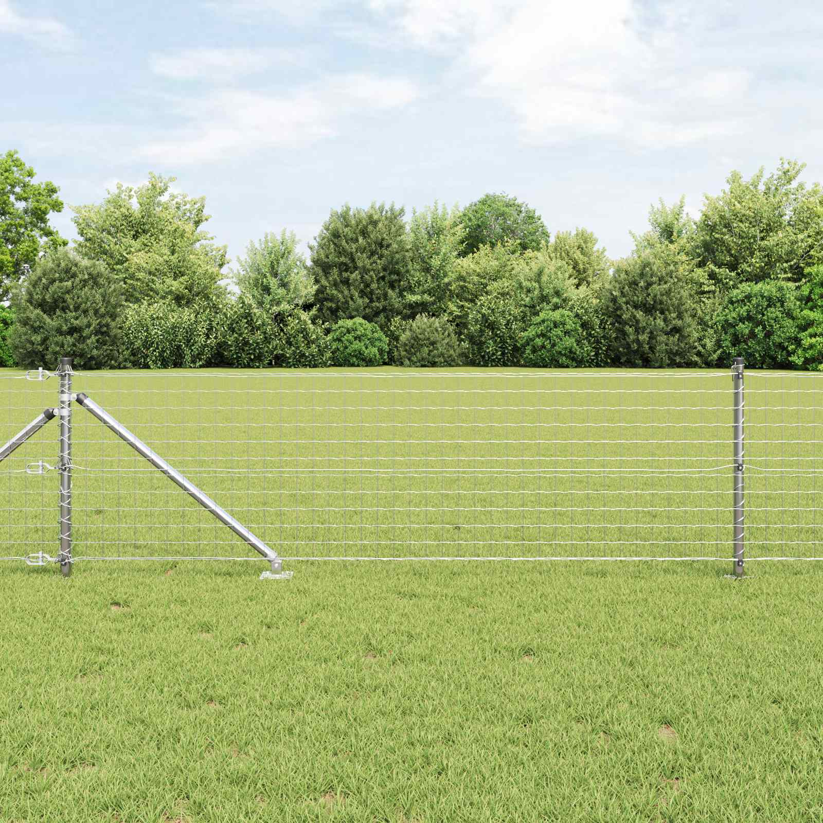 vidaXL Ground Spike Fence Post 52 pcs Silver Powder-Coated Steel 1