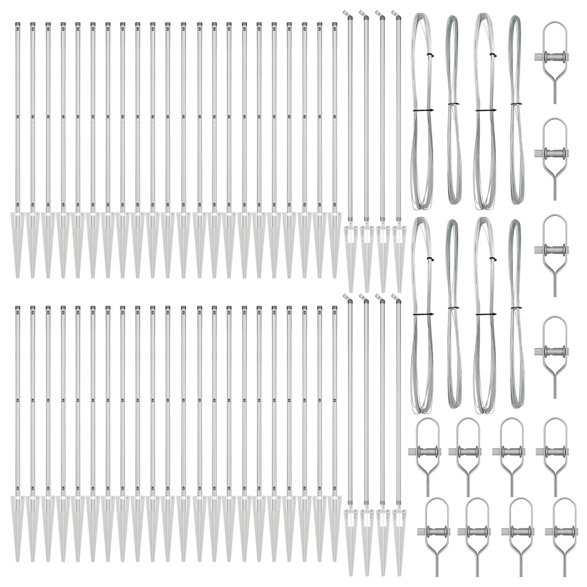 vidaXL Ground Spike Fence Post 52 pcs Silver Powder-Coated Steel 4