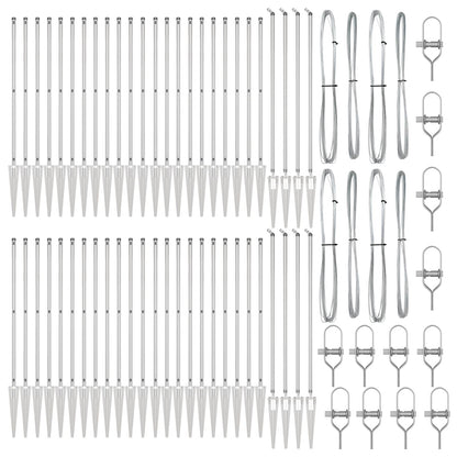 vidaXL Ground Spike Fence Post 52 pcs Silver Powder-Coated Steel 4