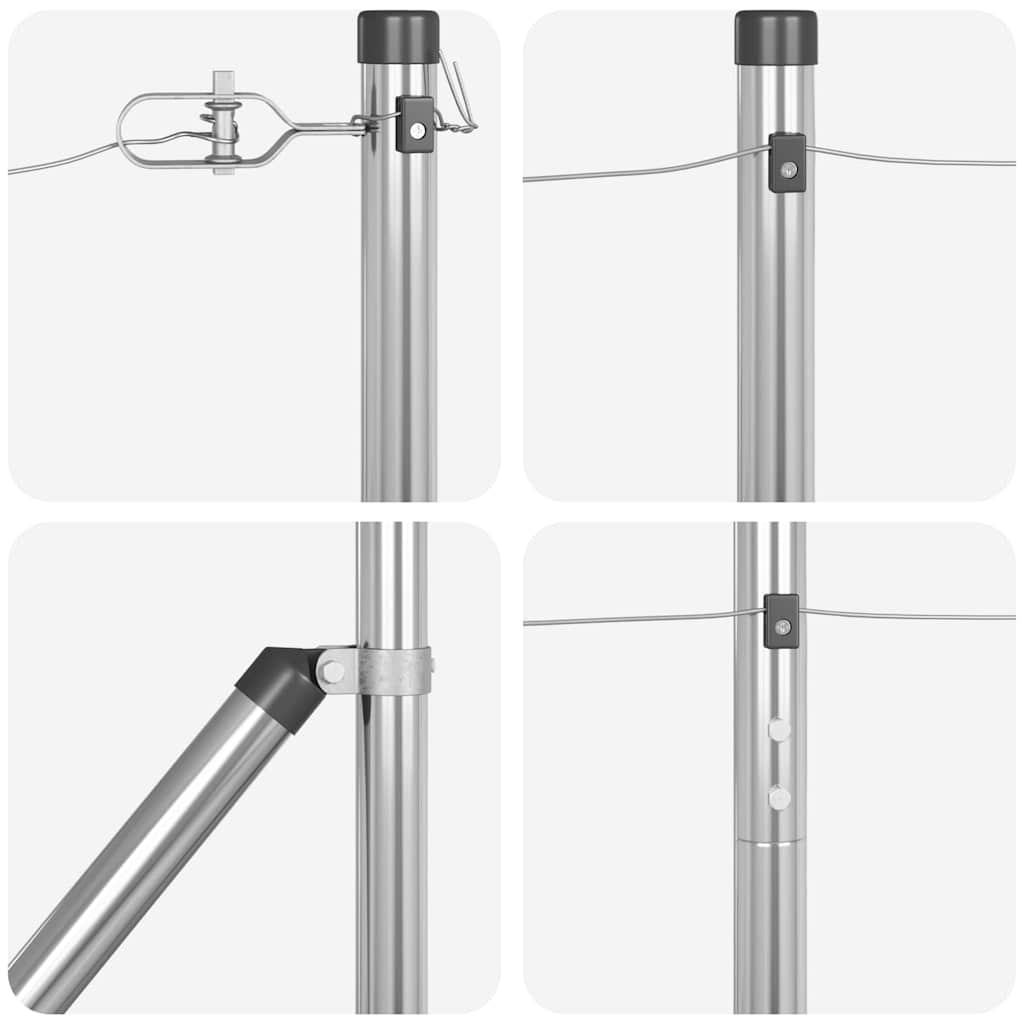 vidaXL Ground Spike Fence Post 52 pcs Silver Powder-Coated Steel 6