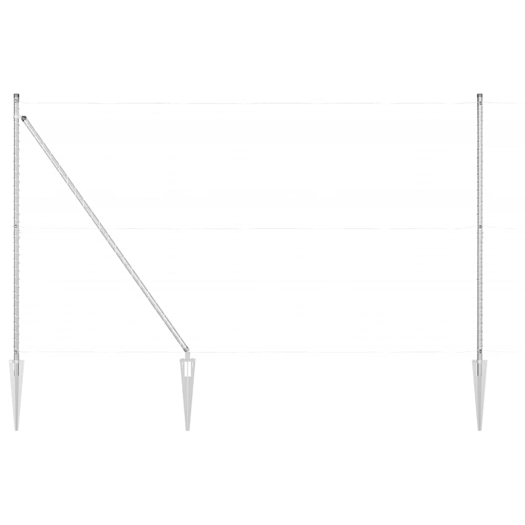 vidaXL Ground Spike Fence Post 52 pcs Silver Powder-Coated Steel 2