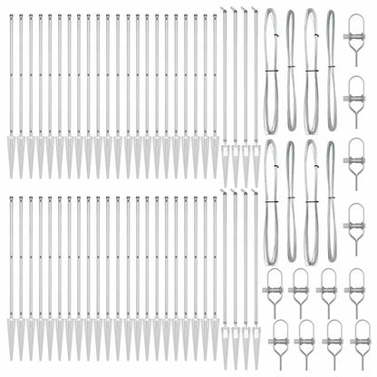vidaXL Ground Spike Fence Post 52 pcs Silver Powder-Coated Steel 4