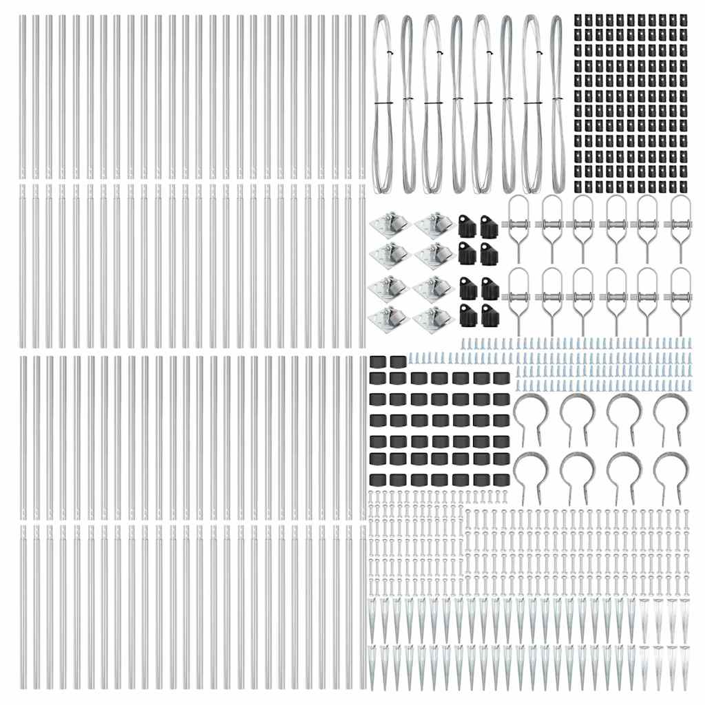 vidaXL Ground Spike Fence Post 52 pcs Silver Powder-Coated Steel 5