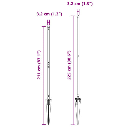 vidaXL Ground Spike Fence Post 52 pcs Silver Powder-Coated Steel 4