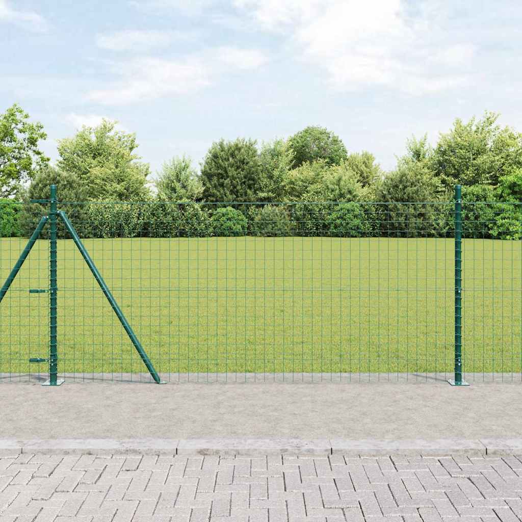vidaXL Fence Post with Concrete Base 52 pcs Green Powder-Coated Steel 1