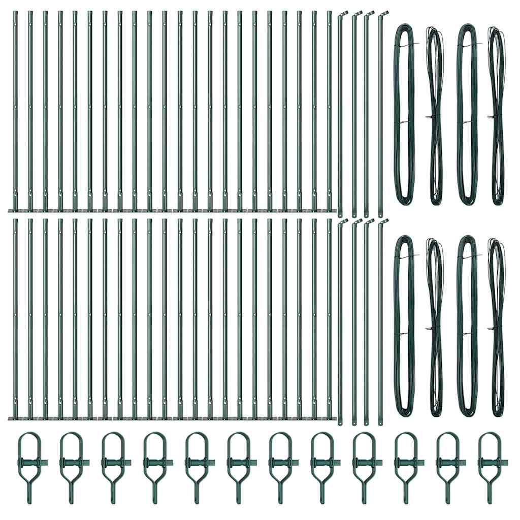 vidaXL Fence Post with Concrete Base 52 pcs Green Powder-Coated Steel 5