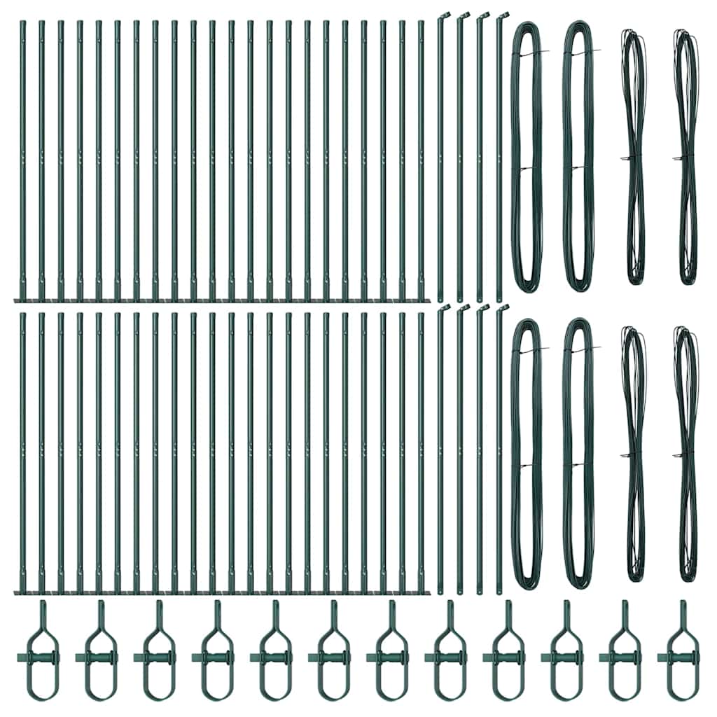 vidaXL Fence Post with Concrete Base 52 pcs Green Powder-Coated Steel 5