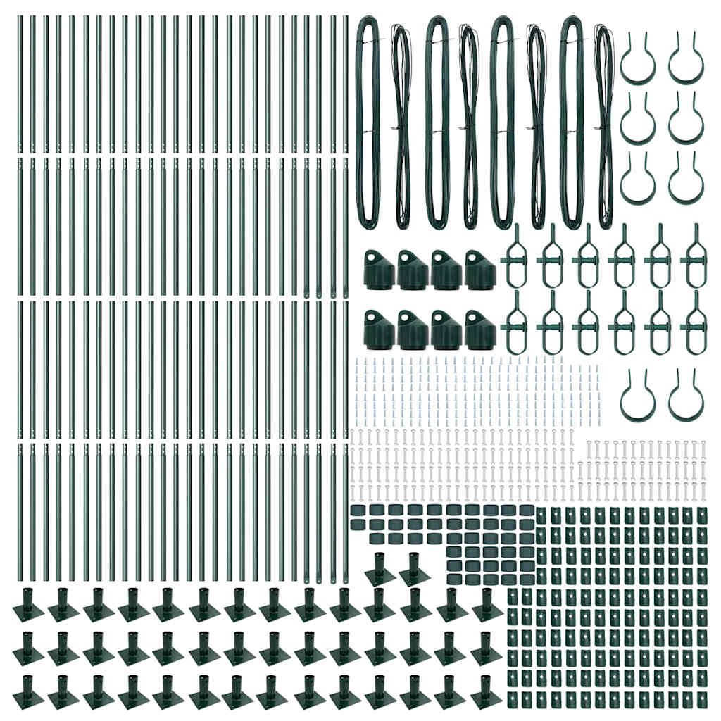 vidaXL Fence Post with Concrete Base 52 pcs Green Powder-Coated Steel 6