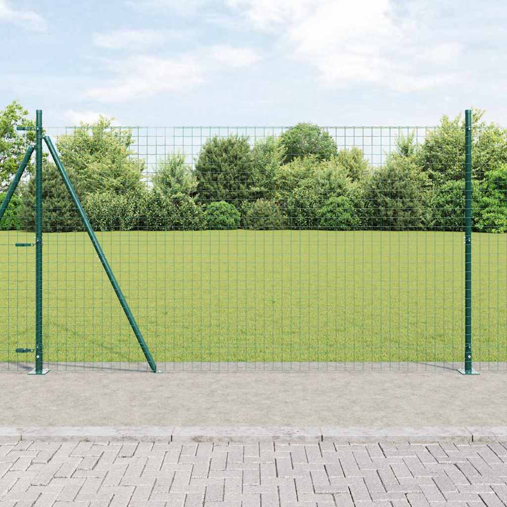 vidaXL Fence Post with Concrete Base 52 pcs Green Powder-Coated Steel 1