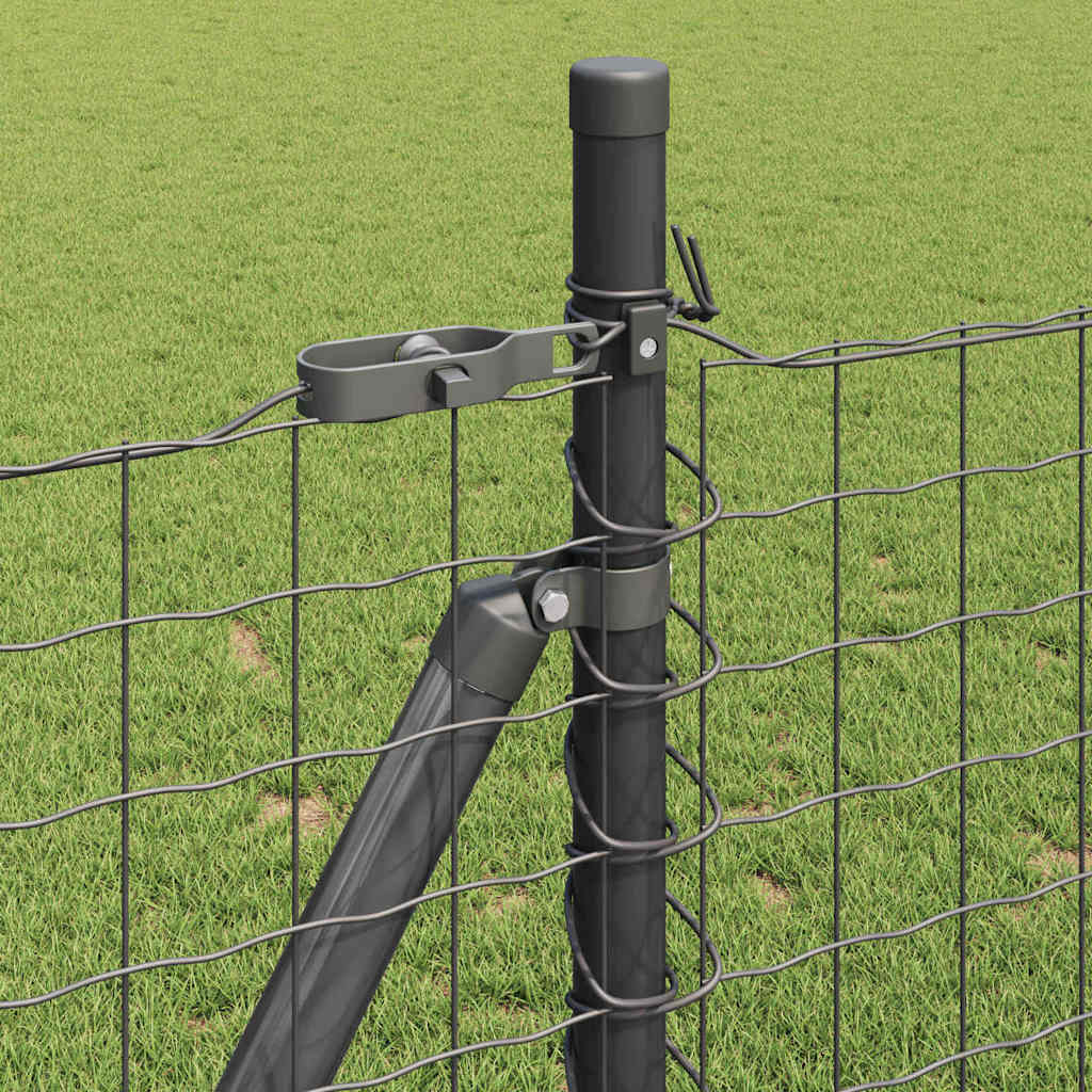 vidaXL Fence Post with Concrete Base 52 pcs Grey Powder-Coated Steel 4