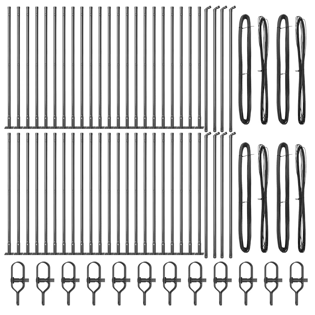 vidaXL Fence Post with Concrete Base 52 pcs Grey Powder-Coated Steel 5