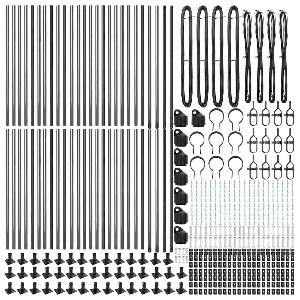 vidaXL Fence Post with Concrete Base 52 pcs Grey Powder-Coated Steel 6