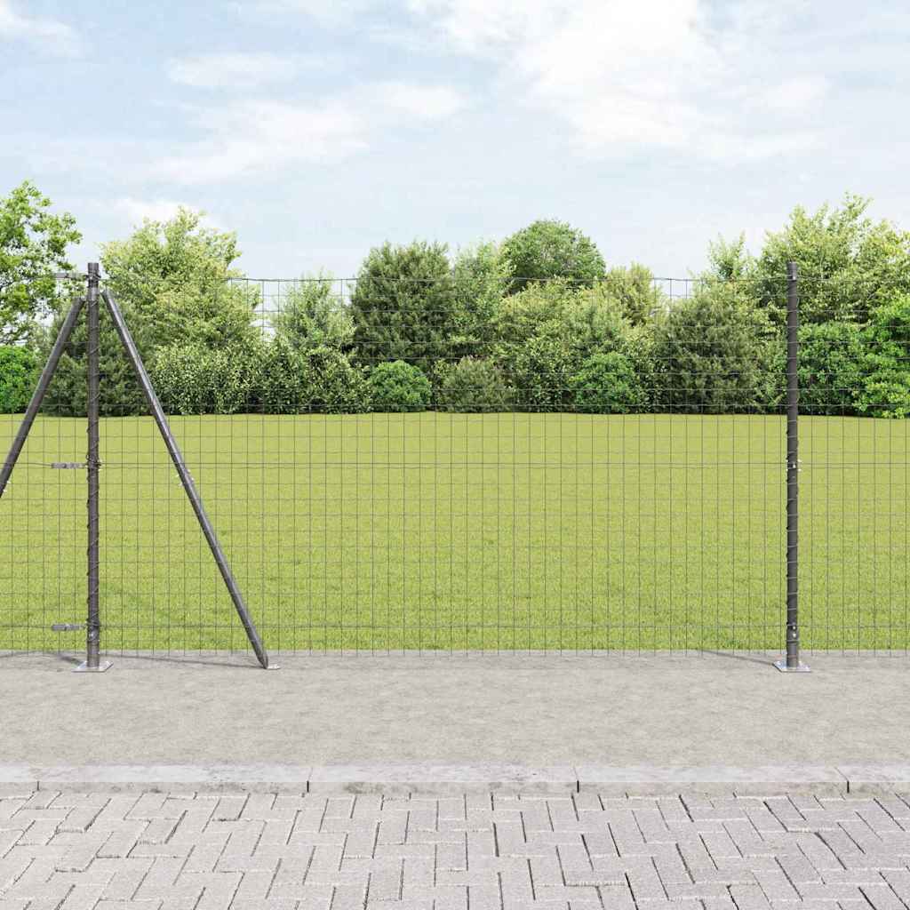 vidaXL Fence Post with Concrete Base 52 pcs Grey Powder-Coated Steel 1