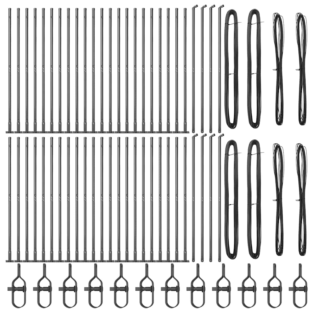 vidaXL Fence Post with Concrete Base 52 pcs Grey Powder-Coated Steel 5