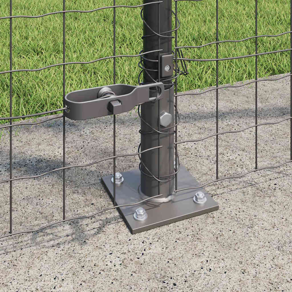 vidaXL Fence Post with Concrete Base 52 pcs Grey Powder-Coated Steel 3