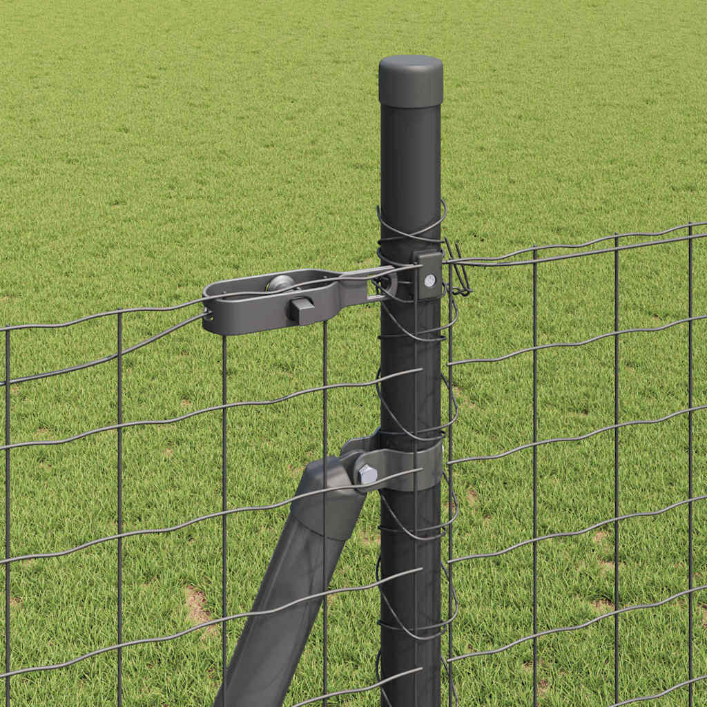 vidaXL Fence Post with Concrete Base 52 pcs Grey Powder-Coated Steel 4