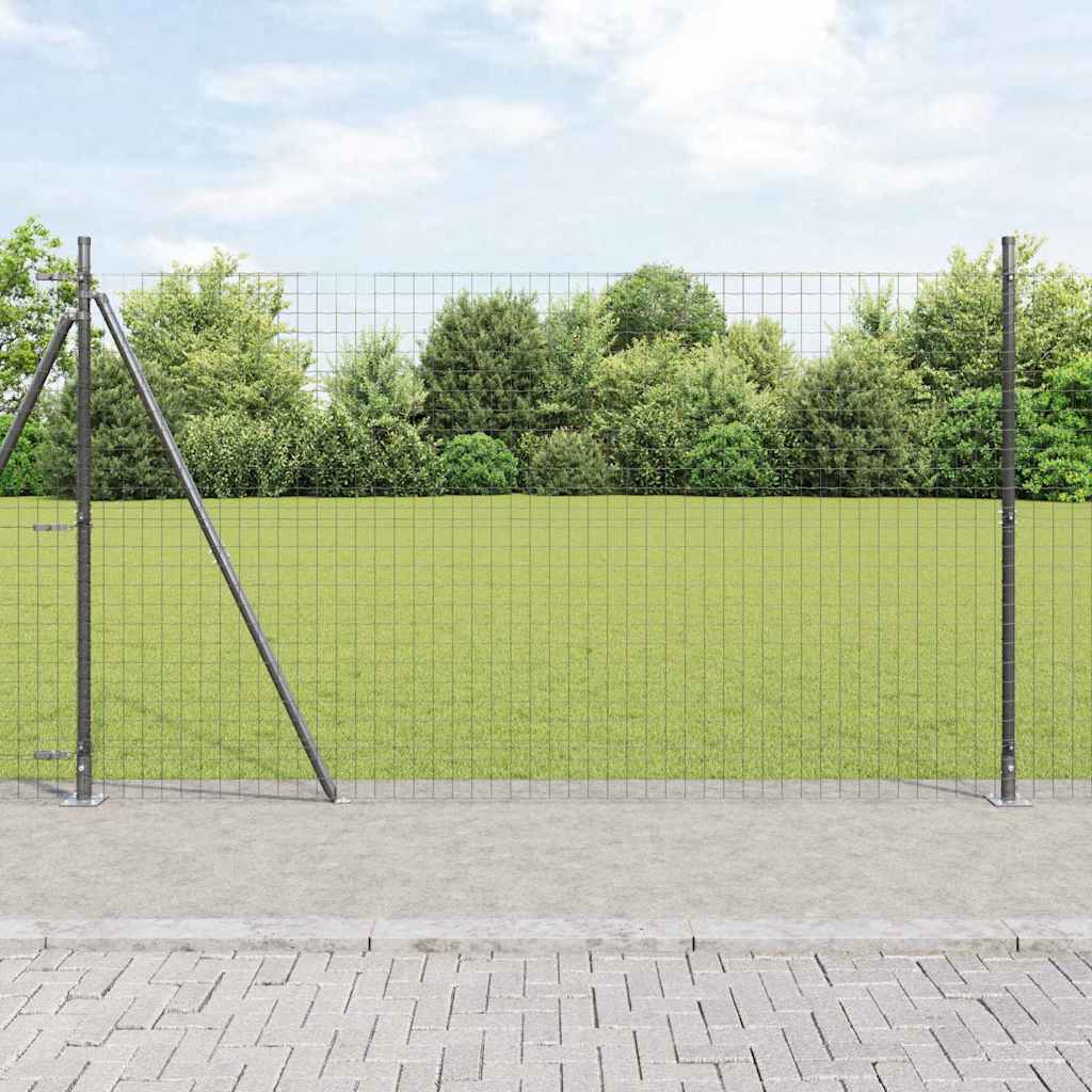 vidaXL Fence Post with Concrete Base 52 pcs Grey Powder-Coated Steel 1