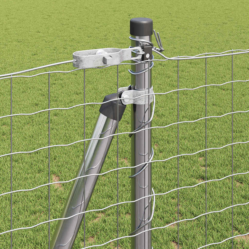 vidaXL Fence Post with Concrete Base 52 pcs Silver Powder-Coated Steel 4