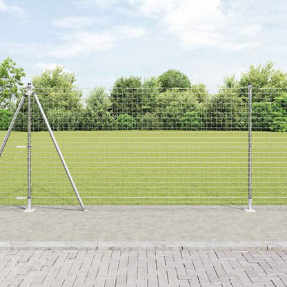 vidaXL Fence Post with Concrete Base 52 pcs Silver Powder-Coated Steel 1