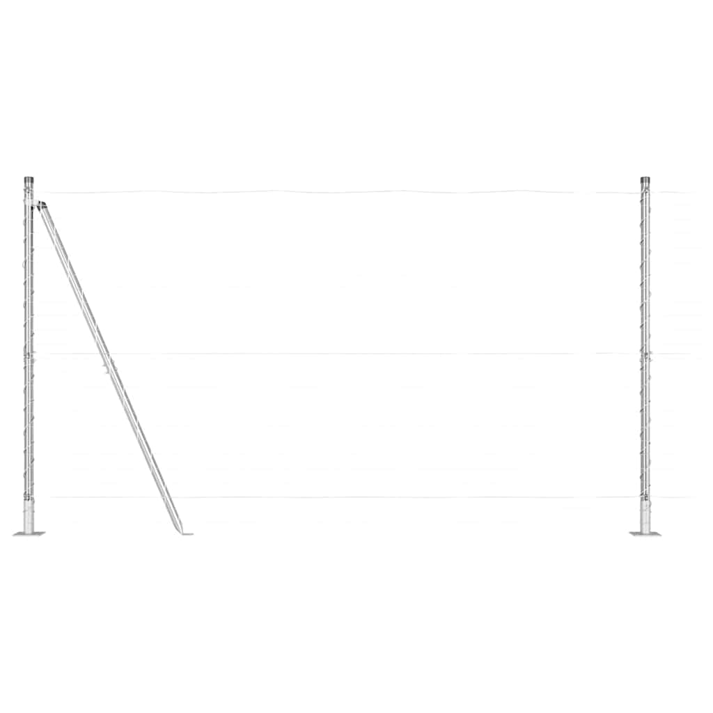 vidaXL Fence Post with Concrete Base 52 pcs Silver Powder-Coated Steel 2