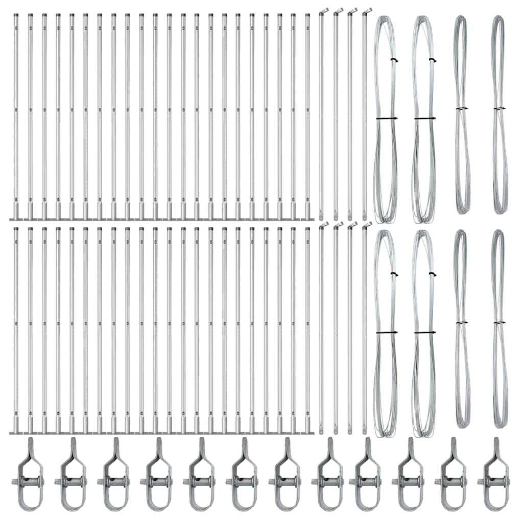 vidaXL Fence Post with Concrete Base 52 pcs Silver Powder-Coated Steel 5