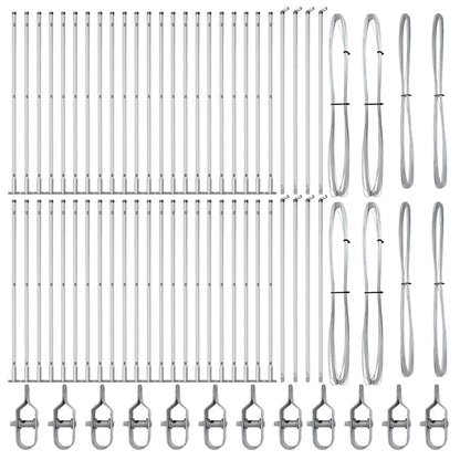 vidaXL Fence Post with Concrete Base 52 pcs Silver Powder-Coated Steel 5
