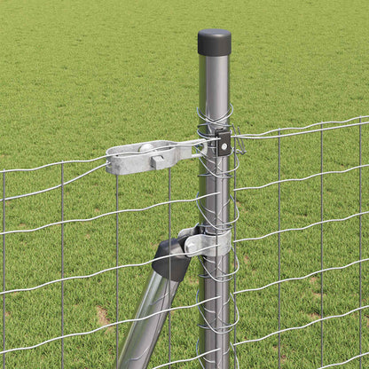 vidaXL Fence Post with Concrete Base 52 pcs Silver Powder-Coated Steel 4