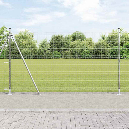 vidaXL Fence Post with Concrete Base 52 pcs Silver Powder-Coated Steel 1