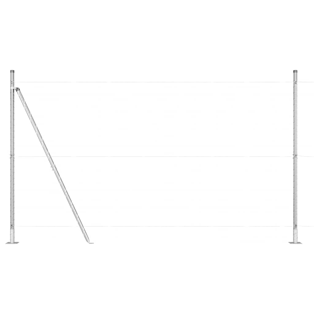 vidaXL Fence Post with Concrete Base 52 pcs Silver Powder-Coated Steel 2
