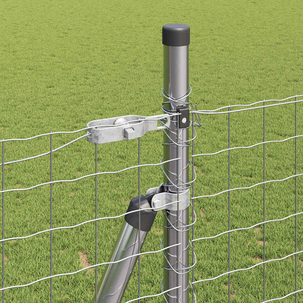 vidaXL Fence Post with Concrete Base 52 pcs Silver Powder-Coated Steel 4