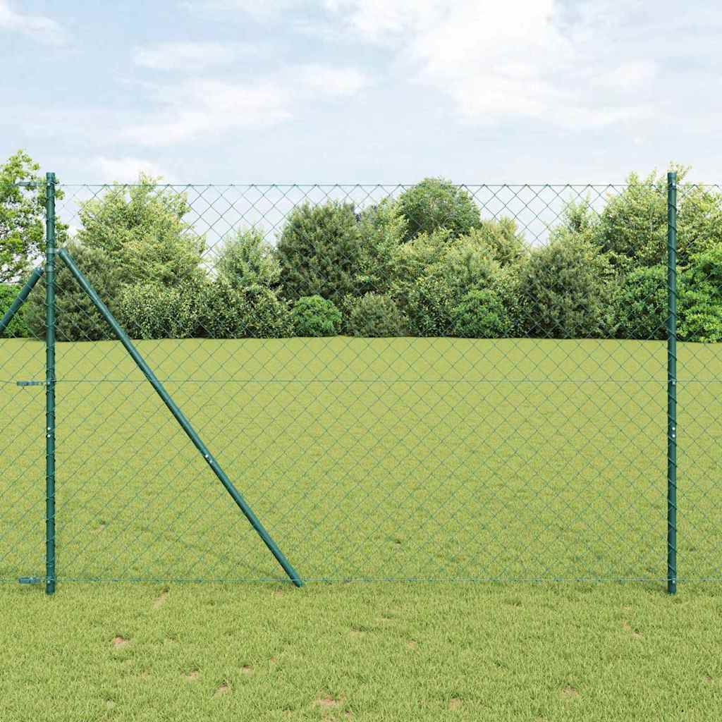 vidaXL Chainlink Fence Ground Fix 25 x 1.6 m PVC-Coated Steel Green 1