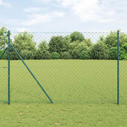 vidaXL Chainlink Fence Ground Fix 25 x 1.6 m PVC-Coated Steel Green 1
