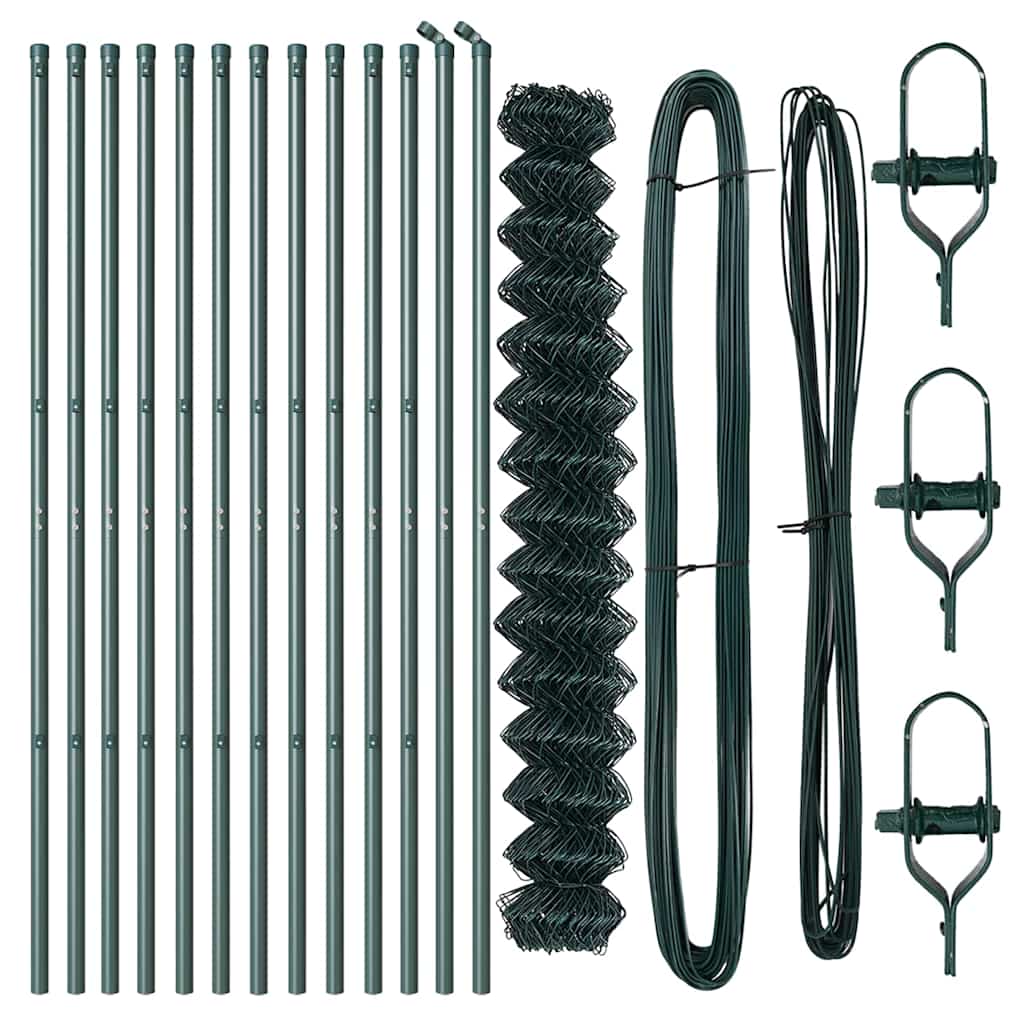 vidaXL Chainlink Fence Ground Fix 25 x 1.6 m PVC-Coated Steel Green 5