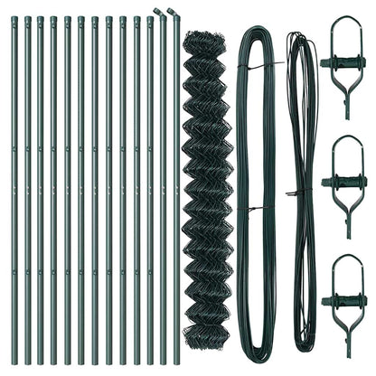 vidaXL Chainlink Fence Ground Fix 25 x 1.6 m PVC-Coated Steel Green 5