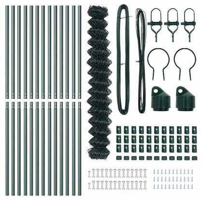 vidaXL Chainlink Fence Ground Fix 25 x 1.6 m PVC-Coated Steel Green 6