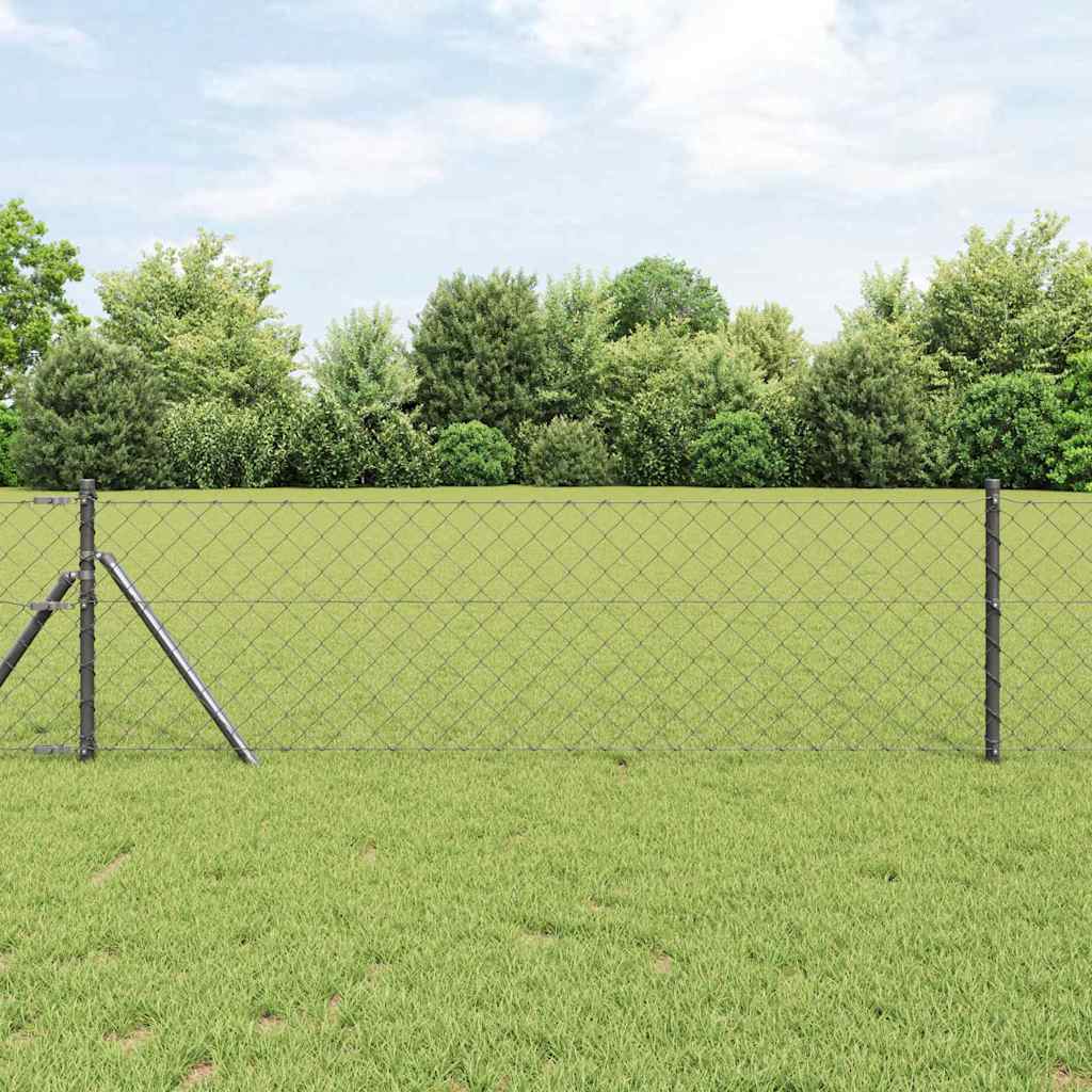 Chainlink Fence 25 x 0.4 m PVC-Coated Steel mesh Size 60 x 60 mm mesh Ground Fix Grey 0.6 m