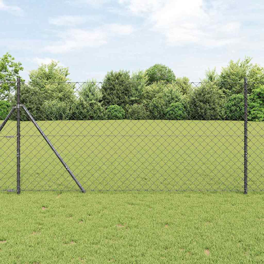 Chainlink Fence 25 x 0.4 m PVC-Coated Steel mesh Size 60 x 60 mm mesh Ground Fix Grey 1.2 m