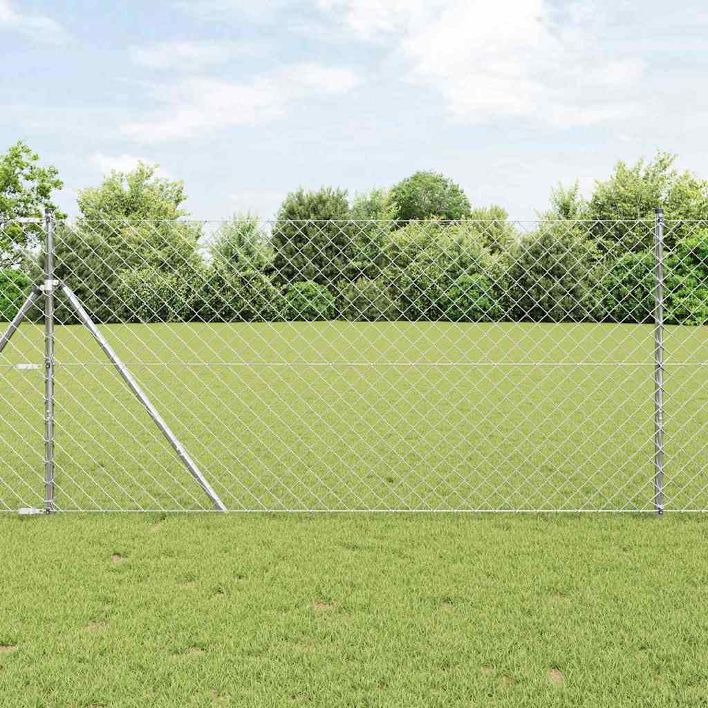Chainlink Fence 25 x 0.4 m PVC-Coated Steel mesh Size 60 x 60 mm mesh Ground Fix Galvanised steel 1 m