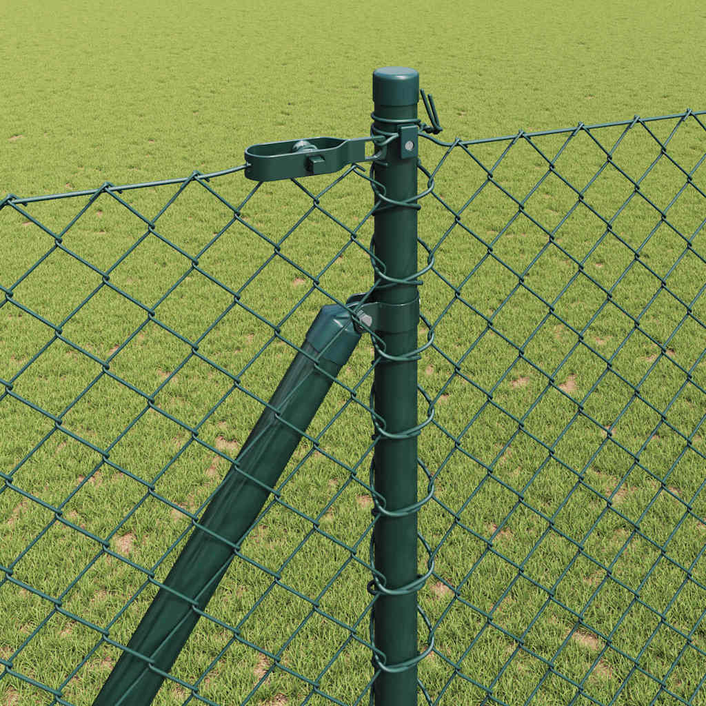 vidaXL Chainlink Fence with Spikes 25 x 1.6 m PVC-Coated Steel Green 4
