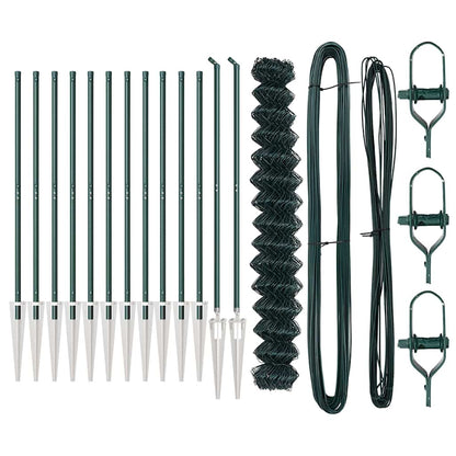 vidaXL Chainlink Fence with Spikes 25 x 1.6 m PVC-Coated Steel Green 5