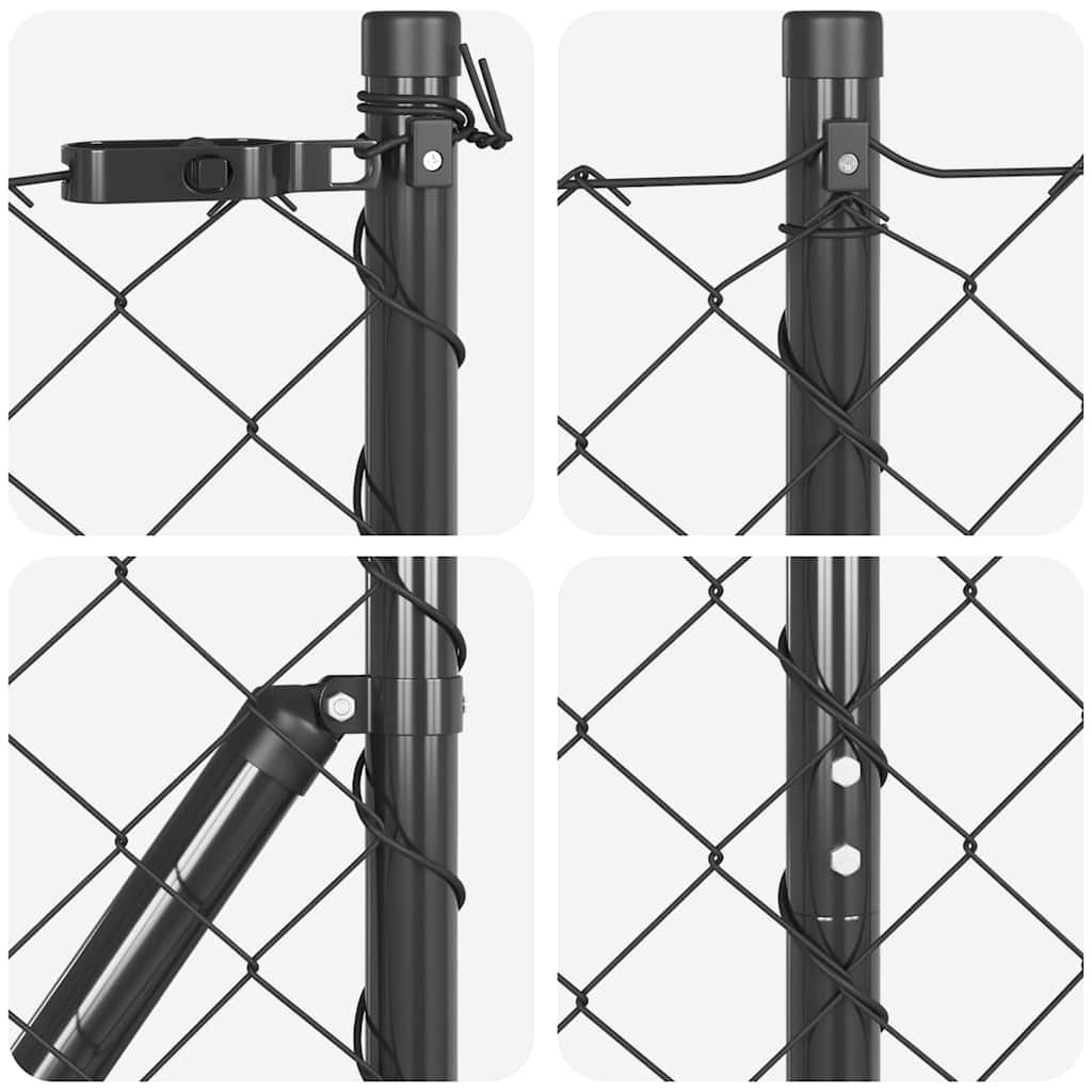 vidaXL Chainlink Fence with Spikes 25 x 1.6 m PVC-Coated Steel Grey 5