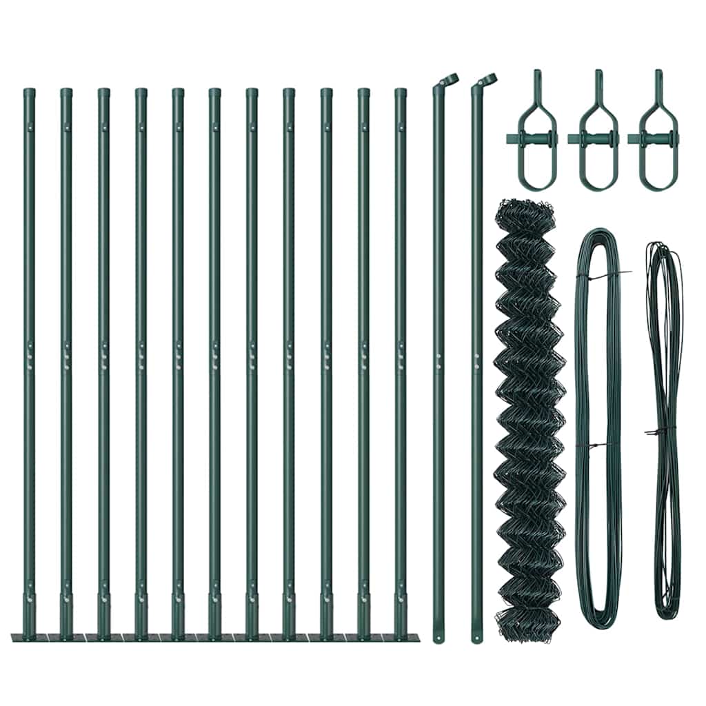 vidaXL Chainlink Fence with Concrete Base 25 x 1.6 m PVC-Coated Steel 6