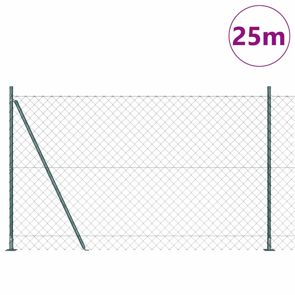 vidaXL Chainlink Fence with Concrete Base 25 x 1.6 m PVC-Coated Steel 3
