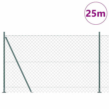 vidaXL Chainlink Fence with Concrete Base 25 x 1.6 m PVC-Coated Steel 3