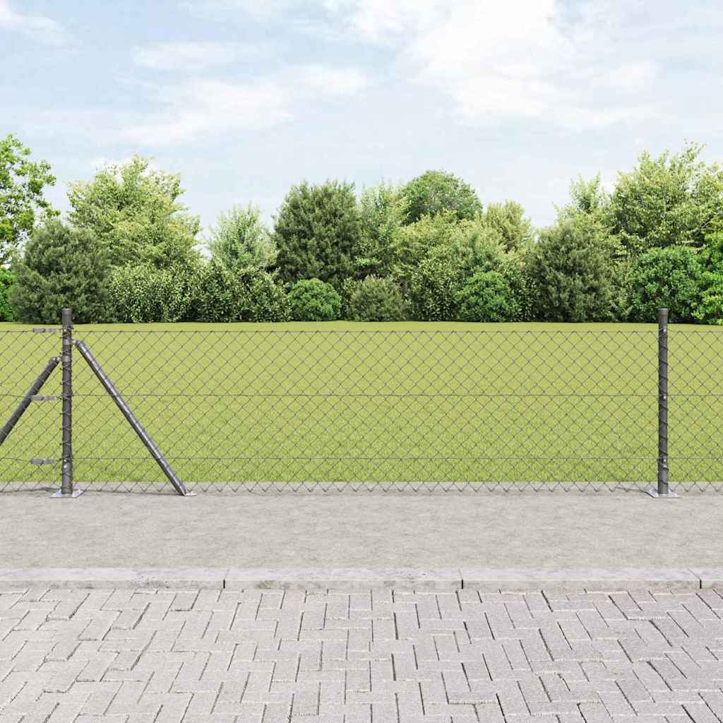 Chainlink Fence with Concrete Base 25 x 0.4 m PVC-Coated Steel mesh Size 60 x 60 mm mesh Concrete Base Fix Grey 0.6 m